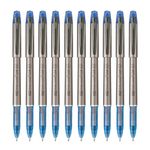 FLAIR Writometer Silk Gel Pen | Gunmetal Finish Clip & Stylish Matte Finish Body | Our Longest Writing Pens | Ensures Smoothness & Durability | Blue Ink, Pack of 10