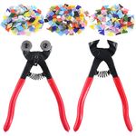 Swpeet 2Pcs Heavy Duty Glass Mosaic Cut Nippers and Tile Nippers with 1 Pound 3 Styles Triangle/Diamond/Square Mosaic Tiles Glass Pieces Assortment Kit, Mosaic Tools for DIY Tile Mosaic Cutter