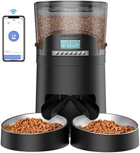 honeyguaridan Futterautomat Katze App Gesteuert mit 2 Näpfe, 4.5L Katzen Futterautomaten mit Timer, 0-48 Portionskontrolle, 10s Sprachaufzeichnung - WLAN Futterautomat bis zu 6 Mahlzeiten am Tag