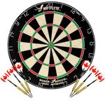 Nodor Swiftflyte Premium Bristle Dartboard Set with Staple-Free Bullseye, Includes 2 Sets of Brass Steel Tip Darts