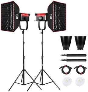 GVM SD500B LED Video Light Kit (2-Pack), 2700-6800K Bi-Color COB Softbox Lighting Set, 227040 Lux @1m, CRI 97+, APP Bluetooth Control for Portrait Photography, Films & TV Studio