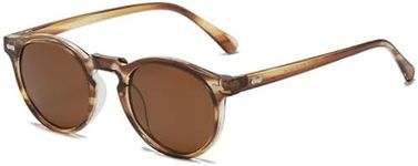 LOJUDI Kids Sunglasses Boys Girls - Polarised Round Childrens Sunglasses Mirrored Cool Style Retro Sun Glasses for UV400 Protection-Tea/Brown