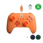 8Bitdo Ultimate C Hall Effect Joysticks/Hall Trigger Wired Controller with RGB Lighting Fire Ring, 3.5mm Audio Jack for Xbox Series X|S, Xbox One, Windows 10/11 - Officially Licensed (Orange)