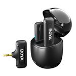 Boya BY-WM3T-M2 Wireless Mic with Charging case for iPhone Android Smartphone External Microphone DSLR Camera Mic with Noise Cancellation 100m Range 10H Battery Life Dual Mic for Youtubers (2TX+1RX)