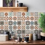 Orainege Boho Wallpaper Peel and Stick Backsplash Bohemian Tiles Contact Paper 16in x 196.8in Kitchen Backsplash Wallpaper Bohemian Removable Wallpaper for Bathroom Self Adhesive Decor Wall Paper