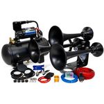 HornBlasters Mini Outlaw 127H Train Horn Kit - 1.5 Gallon 120 PSI - Loud, Weather-Resistant, Quick Recovery, Space-Saving Design, Stealth Black, Cars/Trucks