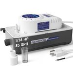 Aquastrong HVAC Condensate Pump, 115V/230V, Automatic Safety Switch, AC Condensate Removal for Air Conditioner, Furnace, Dehumidifier, 3.3' Power Cord, Gray, Medium Tank