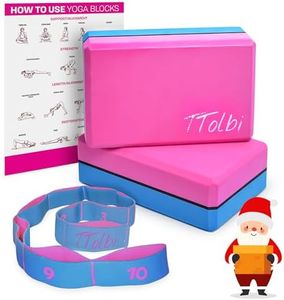 Yoga Blocks 2 Pack Kit with Dance Stretch Band & Guide: Non-Slip EVA Foam Block - Ideal Stretching Equipment for Home Workouts, Dance, Ballet, Gymnastics, Pilates, Exercise - Stretch Strap Stuff Props