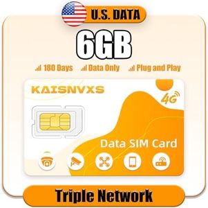 Data SIM Card for Security Cameras - 180 Days 6GB SIM Card Compatible with USA Nationwide 4g LTE Networks for Unlocked GPS Tracker, Hunting Trail Game Cameras,Tablets, Router, IoT Device