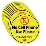 Please No Cell Phone Use Sticker Signs，4 inches Self Adhesive No Cell Phone Use Warning Labels (15 Pack）