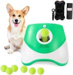 AKSHIRE Automatic Dog Ball Thrower Launcher with 6 Tennis Balls and Poo Bag Holder, Dog Ball Launcher with 3 Adjustable Launch Distance 3/6/9m, Interactive Dog Toys for Indoor & Outdoor Games