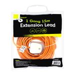 Benross 45330 15m Extension Lead / 1-Way Extension Cable / Ideal for Home, Office or Garden / 1 UK Plug Socket / 240V AC, 5 Amps / Orange Colour Cable