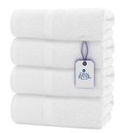 DAN RIVER 100% Ring Spun Cotton Premium Bath Towels, 27x54 inches, Pack of 4, White, 550 GSM - Soft, Lightweight, Highly Absorbent Towels for Bathroom, Spa, Gym, Perfect for Daily use