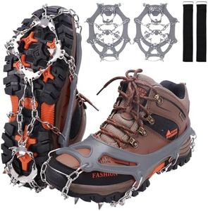 WIN.MAX Crampons for Shoes, Traction Cleats Ice Snow Grips with 19 Stainless Steel Spikes, Shoe Talons Anti - Slip Boots Spikes for Walking, Jogging, Climbing and Hiking (Grey, XL)