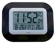 Youshiko Radio Controlled LCD Wall Mountable and Desk Clock (UK & Ireland Version) Jumbo LCD (Black)