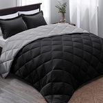 Basic Beyond Twin Comforter Set - Black Comforter Set Twin, Reversible Twin Bed Comforter Set for All Seasons, Black/Grey, 1 Comforter (66"x92") and 1 Pillow Sham (20"x26"+2")