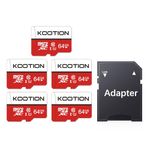 KOOTION 5-Pack 64GB Micro SD Card Class 10 Micro-SDXC Memory Card UHS-I, High Speed Flash TF Card for Security Camera/Smartphone/Drone/Dash Cam/Tablet/PC, C10, U1, 64GB 5pack