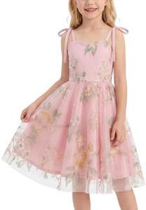 Toddler Girls 1950s Vintage Floral Embroidery Swing Dress Pink 10-11 Years