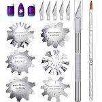 8 Pieces Acrylic Nails Tool Set, Include 6 Pieces French Nail Trimmer Stainless Steel French Tip Cutters Smile Line Cutter, Acrylic Nails Brush, French Tip Cutting Knife with 5 Spare Blades (Silver)