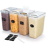 Lifewit 5.5L Cereal Storage Containers Dispenser with Flip-Top Lids, Airtight Plastic Food Storage Boxes with Labels for Kitchen Pantry Organisation, Rice, Oats, Flour, Sugar, BPA Free