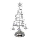 BANBERRY DESIGNS Lighted Tabletop Spiral Christmas Tree - Battery Operated Silver Metal Table Top Tree - Holiday Décor - Clear Gems - 10.25" Tall