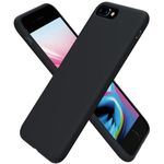 ORNARTO Compatible with iPhone 8 Plus Case, iPhone 7 Plus Slim Liquid Silicone Full Covered Soft Gel Rubber Case Cover for iPhone7 Plus/iPhone 8 Plus 5.5 inch-Black