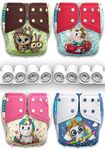 kids need side leakage proof cloth diapers for babies 0 to 3 years combo pack high absorbent 4 reusable diaper cover 8 insert pad (5-18kg) Adjustable free size washable pocket diaper 92