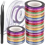 FANDAMEI 128 Rolls Nail Striping Tape Line, 128PCS Striping Tapes Line Adhesive Sticker + 2PCS Nail Tape Roller Dispensers + 1PCS Nail Art Tweezers. Nail Art Decoration Sticker DIY Nail Tip