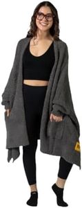 Big Blanket Co Premier Plush Wrap Charcoal | Ultra-Soft Wearable Blanket | Oversized Plush Poncho Cape | One Size Fits All