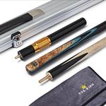 Cue-King Pool Cue Premier 300, Snooker Cue, Handmade 57" 18oz 3/4 Jointed Cue with Case, Premium Telescopic Extension, Hard Case, Microfibre Cue Towel, Snooker Cue with Case, Pool Cues