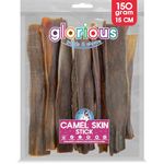 Glorious Treats and Chews Camel Skin Chews for Dogs - Premium Natural Dog Treats: Long Lasting Chew for Dental Health, Perfect for Medium to Large Dogs with Unique Camel Scalp & Strips Flavor