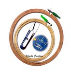 Wooden Fabric Embroidery Hoop Ring Frame Set : Set of 2 pcs (Diameter: 8", 6") with Cutter and Needle for Cross Stitch, Craft, Sewing Tool, Embroidery