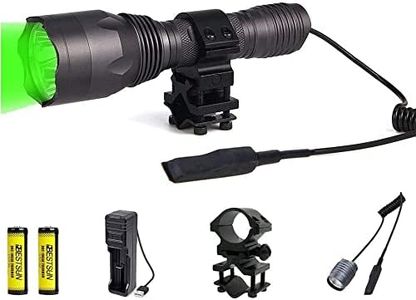 LUXJUMPER 3000 Lumens Green Light Torch, 350 Yards Green LED Predator Light Coyote Varmints Hunting Tactical Torches Waterproof with Pressure Switch, Picatinny Rail Rifle Barrel Mount