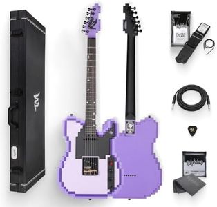 Mojolnir 8-Bit Stage-T Pixel Electric Guitar, Original Inspired Design, Semi-Hollow Lightweight Build, Custom MTL-50 Alnico Pickups, Brass Compensated Bridge, Premium Hardshell Case Included