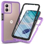 Motorola Moto E13 Case with Built-in Screen Protector, 360 Full Body Protective Cover Heavy Duty Anti-Scratch Shockproof Slim Silicone Bumper Clear Phone Case for Motorola Moto E13, Purple