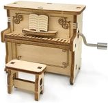 3D Wooden Puzzle Piano Music Box 3D Puzzles DIY Kits Hand Crank Music Box(Upright piano)