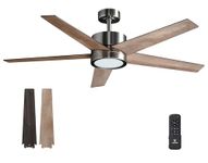 VAGIZM Ceiling Fan 52'' With Light: Modern Remote Control Fans Downrod Mounted - Quiet Reversible DC Motor - Light Memory Function for Patio Dining Room Outdoor Indoor