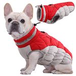 Kuoser Dog Winter Coat Waterproof Cold Weather Warm Jacket for Small Medium Large Dogs Cozy Fleece Lined Puppy Winter Vest with Fur Collar Reflective Zip Up Pet Apparel Outdoor Clothes, Red