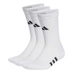 adidas Unisex Performance Cushioned Crew Socks 3 Pairs, White/White/White, 8.5-10