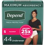 Depend Fresh Protection Adult Incontinence Underwear for Women (Formerly Depend Fit-Flex), Disposable, Maximum, Small, Blush, 44 Count