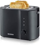 SEVERIN Automatic Toaster 800 W, Compact 2 Slot Toaster up to 2 Slices, Electric Toaster with Burnishing Degree Adjustment & Defrost Function, Black, AT 9552