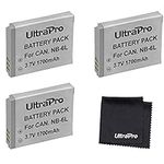 3-Pack NB-6L / NB-6LH High-Capacity Replacement Batteries for Select Canon Digital Cameras. UltraPro Bundle Includes: Deluxe MicroFiber Cleaning Cloth