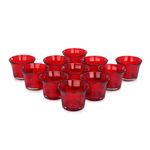 Mahganya Set of 6 Votive Glass Tealight Candle Holders - Christmas Decorations Items for Home D�cor Living Room Bedroom Dining Table (Red) - Christmas and Diwali Gifts Multi Color (Red)