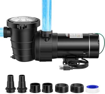 CrestWave 1 HP Above Ground Pool Pump, 5300GPH High Flow Self-Priming Pump, 115V Single Speed, Quiet Energy Efficient w/Large Strainer Basket 1.5", 1.25"-1.5" Adaptors, Fits Pools Spas Irrigation