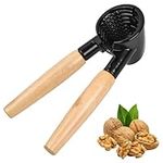 Bezavea Nutcracker with Thick Non Slip Handle,Multifunctional Nutcracker,Heavy Duty Wooden Nut Cracker Tool,Nutcracker with Springs Nuts,for Walnut Hazelnut Almonds Pecan Seafood