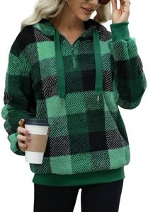 Yanekop Fleece Hoodie Women Oversized Hoodies Fleece Pullover Women Gift Ideas Sherpa Lined Sweatshirt(B Black Green,M)