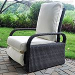 ATR ART TO REAL Recliner Garden Chairs,Adjustable 3 Position Height Outdoor Recliner Chair,Aluminum Frame,Hand-woven Rattan Sun Lounger for Garden Furniture Reclining Chair (Grey Wicker+Beige Cushion)