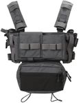 Airsoft Molle Chest Rig with YKK Zipper Mag Pouches Modular Micro Tactical 500D Nylon Vest for Hunting Training Cosplay, Wolf Gray