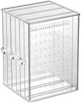 Sooyee Clear Acrylic Jewelry Storage Box,3 Vertical Drawer Earrings Display Stand Holder, Transparent 216 Holes 33 Grooves Screen Hanger Organizer for Stud Earring and Necklace,Dustproof