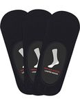 BALENZIA Men's Black No Show Socks with Anti-Slip Silicon System (Mercerised)- Pack of 3